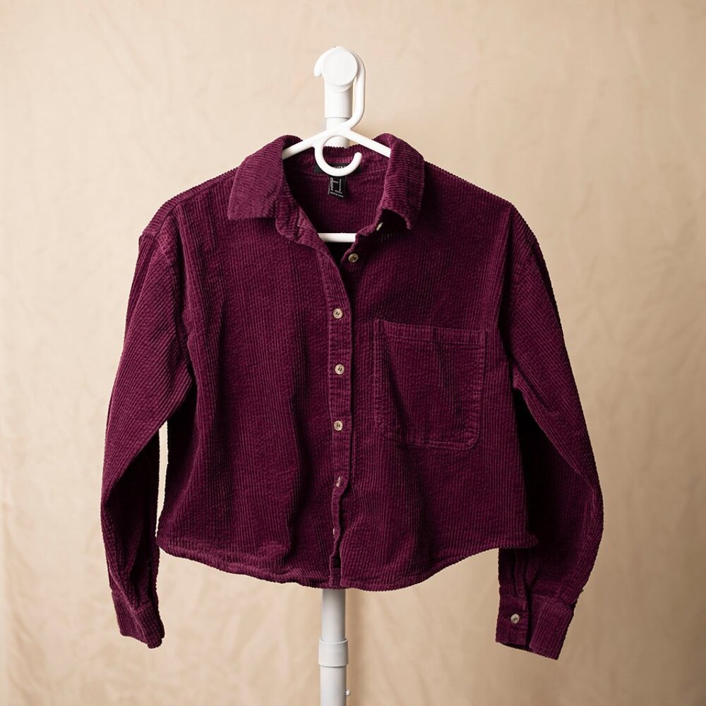 Forever 21, Corduroy Cropped Jacket, Maroon, Size Small